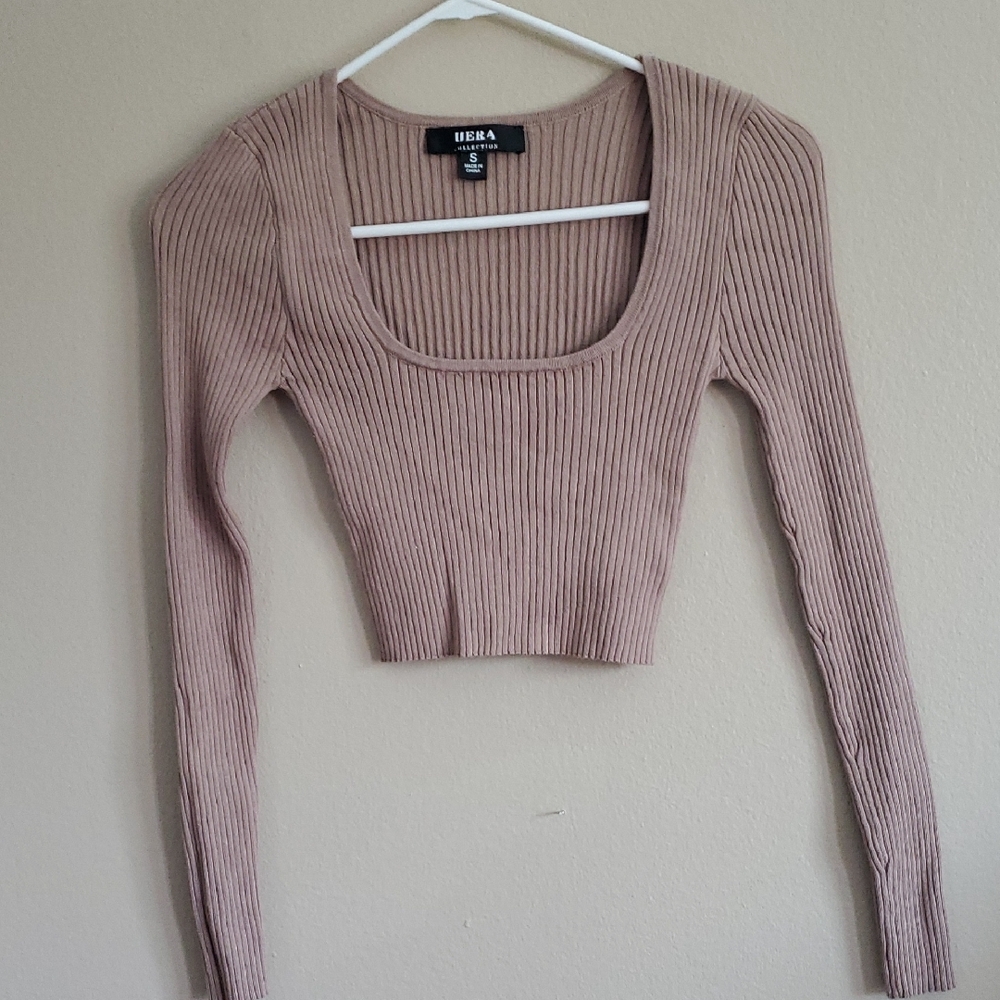 Hera Collection Ribbed Crop Top - Tan